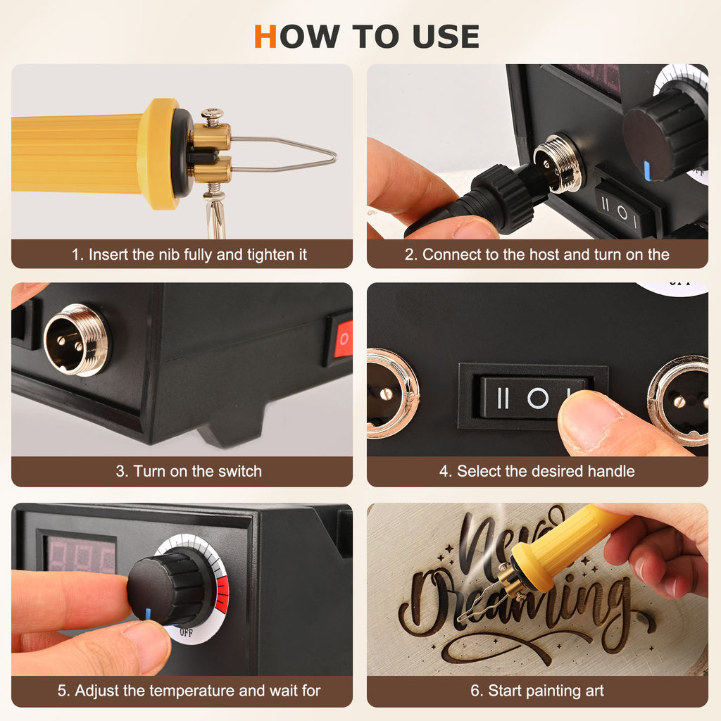 Pyrography Machine 60W Wood Burning Pyrography Pen Kit Electric Woodburning Tool with 30 Pyrography