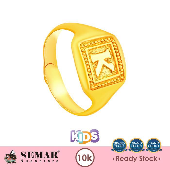 Promo Cincin Emas Anak Stempel Classic Huruf Alfabet Kids Gold 10K Semar Nusantara Terlaris