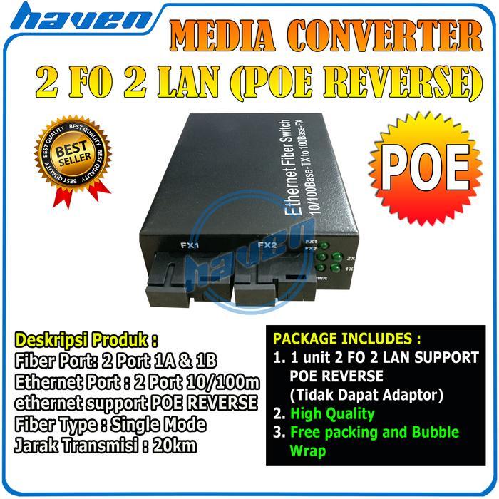 SKS Media Converter 2 FO 2 LAN POE Switch Fiber Optic HTB 2 SC 10/100 Mbps