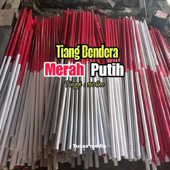 Tiang Bendera Bambu Tinggi 160 cm, Sudah Dicat Merah Putih, Kokoh untuk Upacara dan Dekorasi
