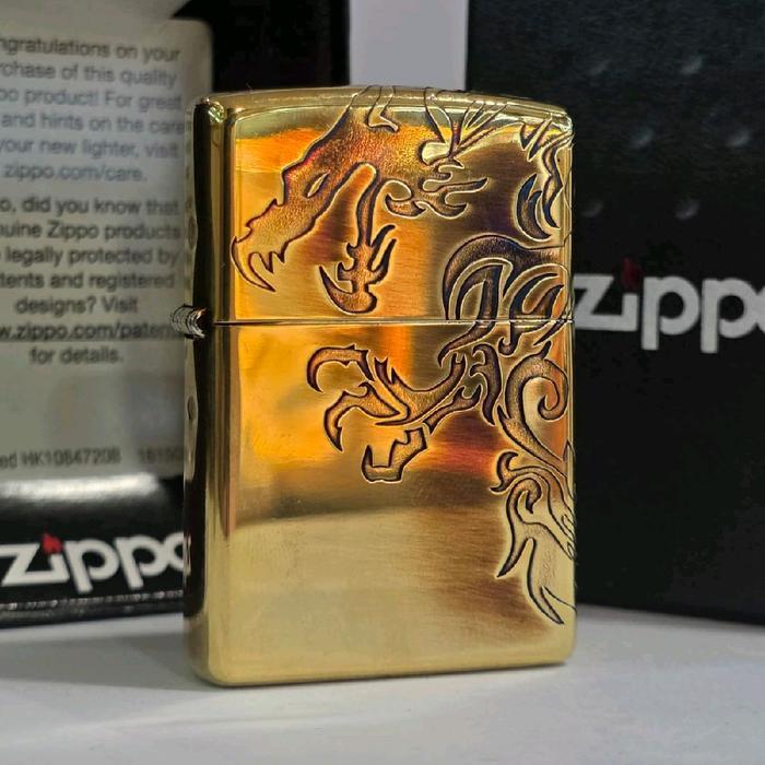 Zippo Tribal Dragon 2 Sisi Gold Japan Finish