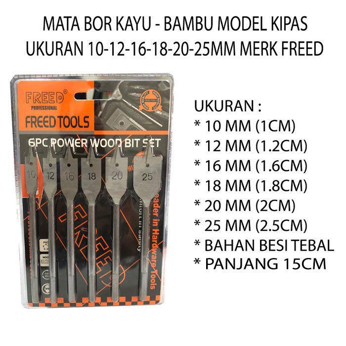Mata Bor Kipas 1 Set 6 Pcs Mata Bor Kayu Mata Bor Beton Mata Bor Pipih