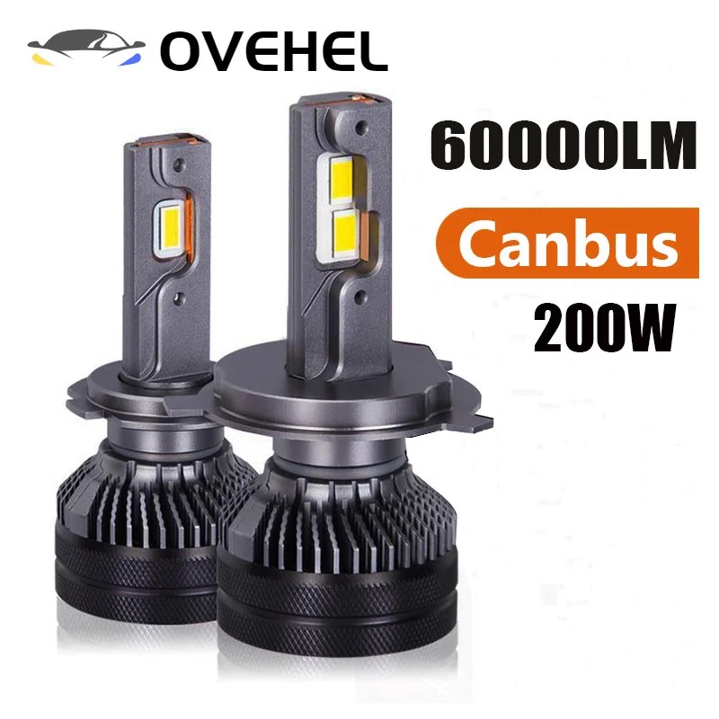 6000K 4300K 200W H7 H4 Led Lamp 60000LM Double Copper Tube 3000K Led