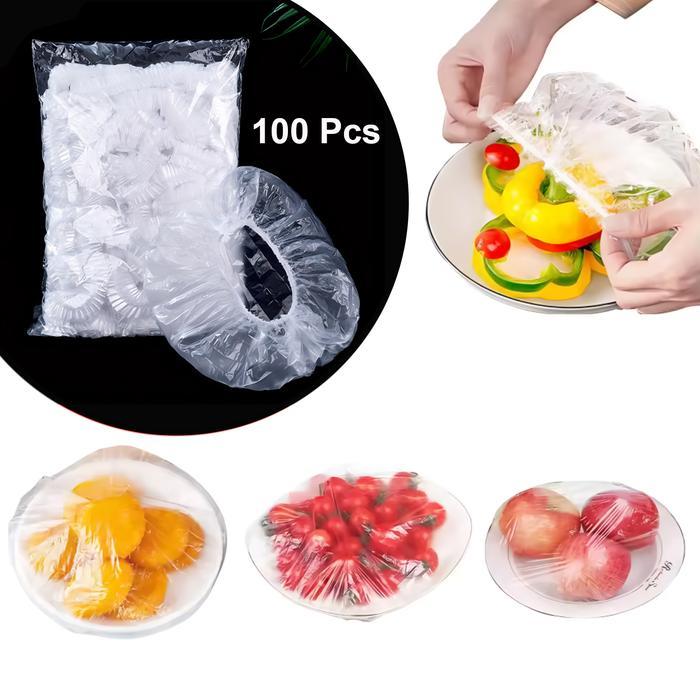100 Pcs Sarung Plastik Tudung Saji Pelindung Makanan Plastic Fruit Cover Shower Cup Penutup Kepala