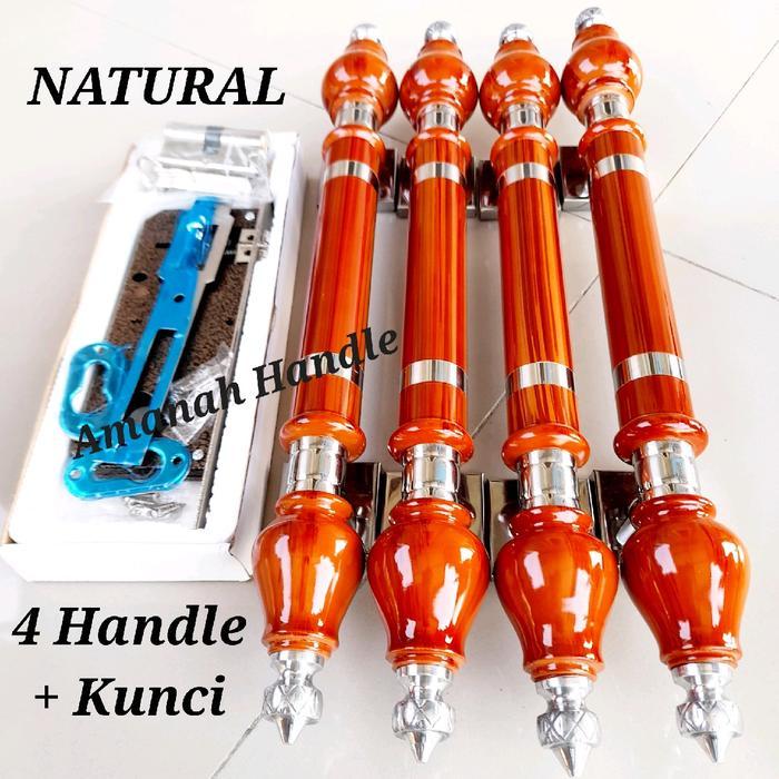 Promo 4 Batang + 1Set Kunci / Gagang Pintu Rumah Stainless 45Cm Handle Pintu Model 2 Daun Pintu 35Cm
