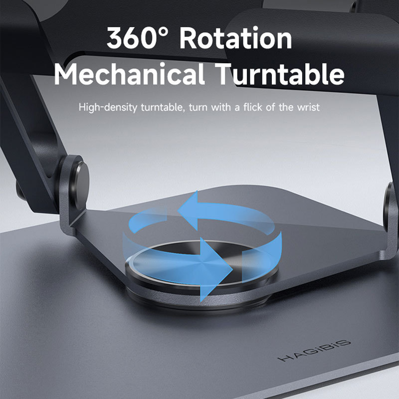 Hagibis 360 Rotating Tablet Stand Adjustable Tablet Holder Dual Rod Support Aluminum Foldable Cradle
