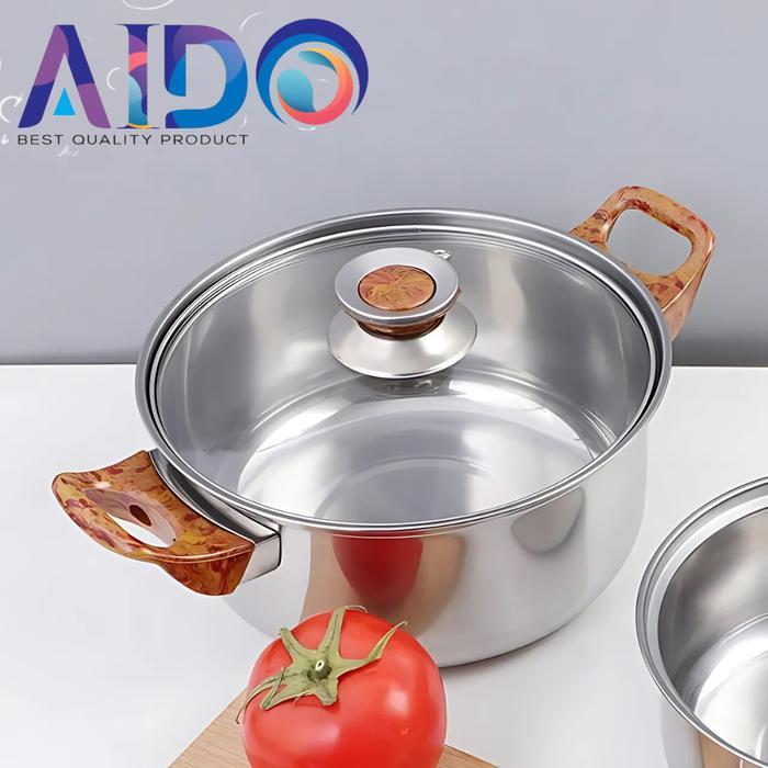 BERMUTU Panci Set Stainless stell 12Pcs ./ Panci Set Cookware 4212 Panci Goreng , sauce pan , frypan