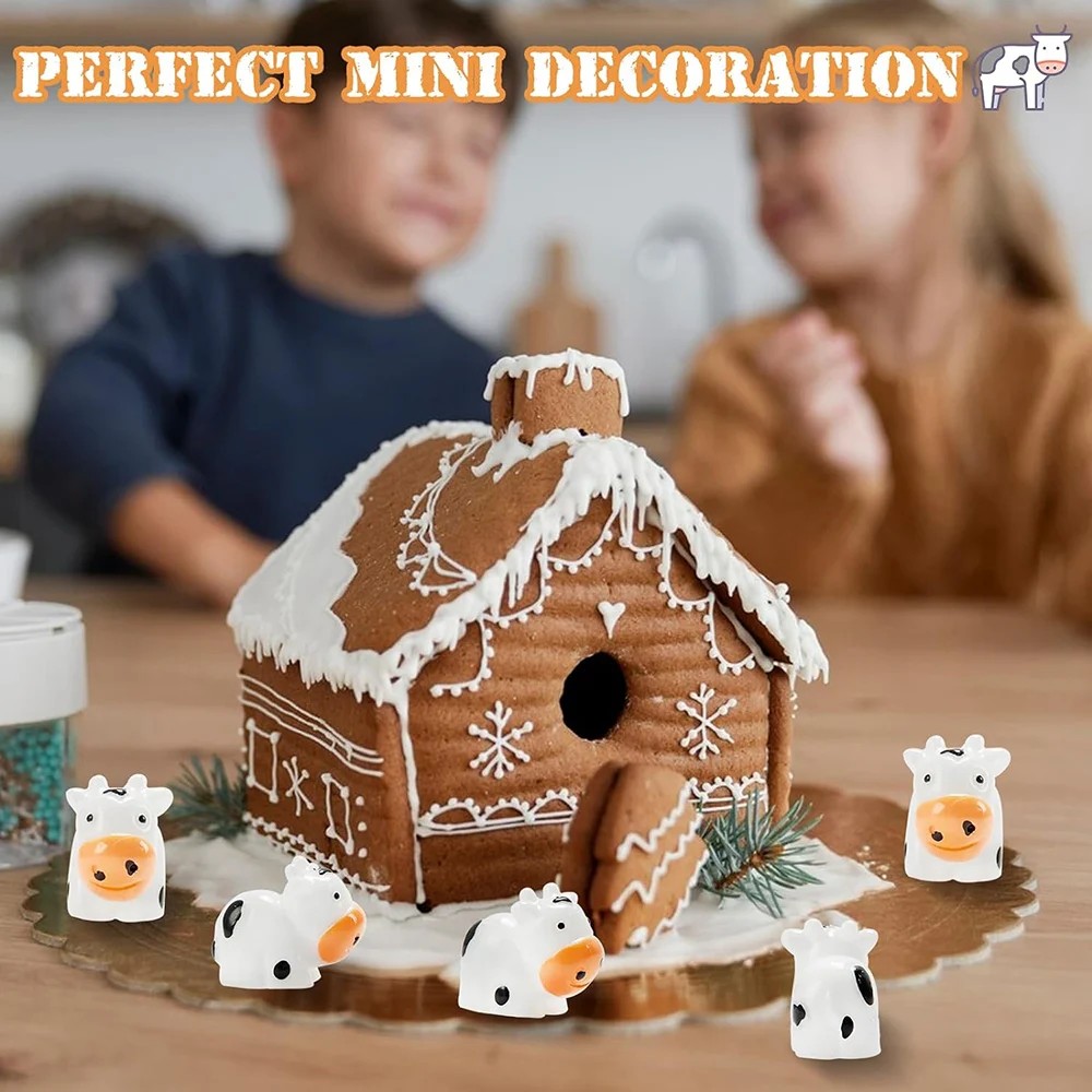 100Pc Mini Cow Figurines Resin Cow Miniature Animals for Home Garden Cow Animals Model Moss