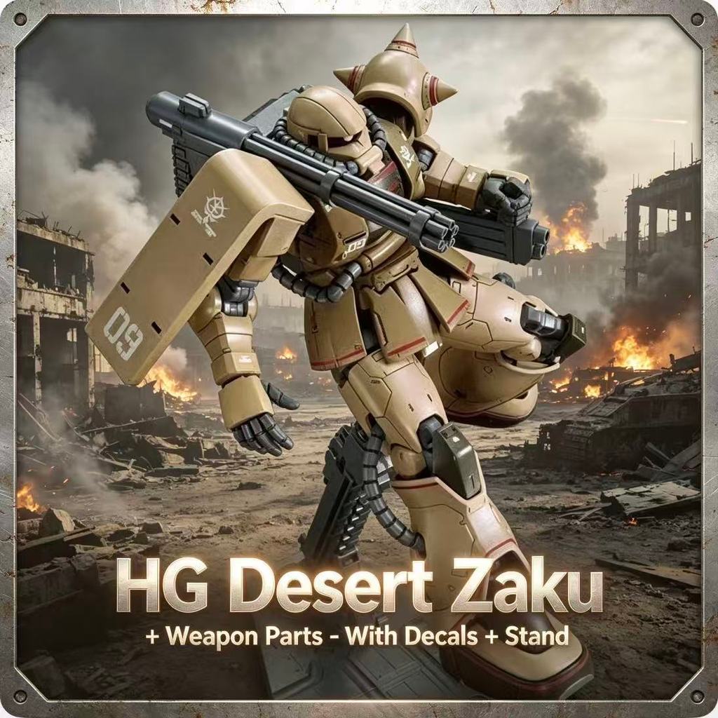 019HG Desert Color Zaku Assembly Model Kit - Half-Cannon Ms-06ck Hg 1/144 Poseable Action Figure