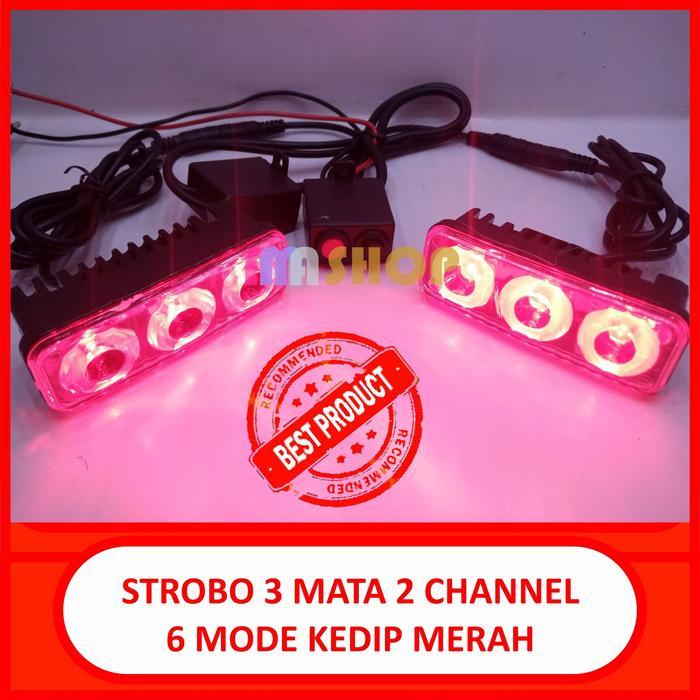 Asli strobo motor 3x2 merah model e03