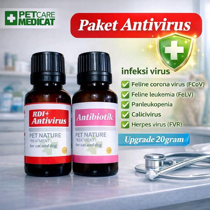 Terlaris Obat Virus Kucing Antivirus + Antibiotik 20Gr Obat Virus Calici Panleukopenia Kucing