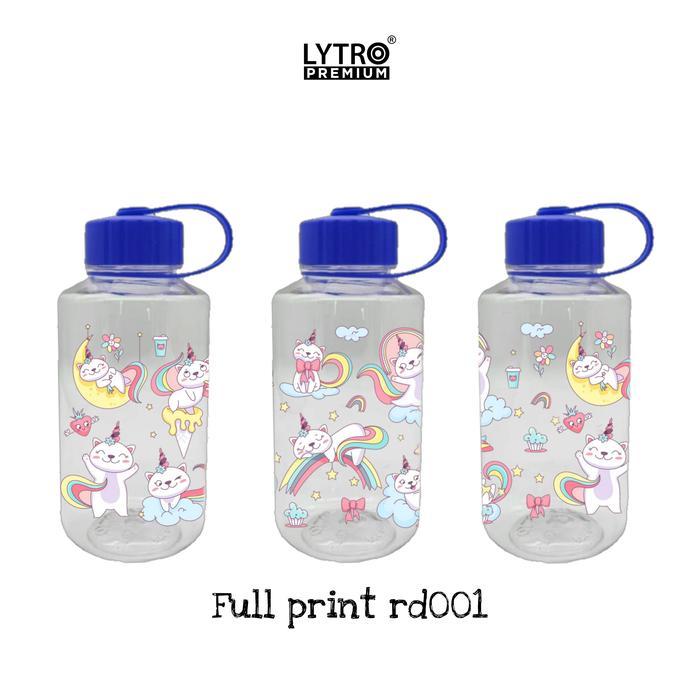 Botol Minum Anak Sekolah Design Lucu & Aesthetic - Botol Minum Plastik Bening 1L - RD 001, Biru
