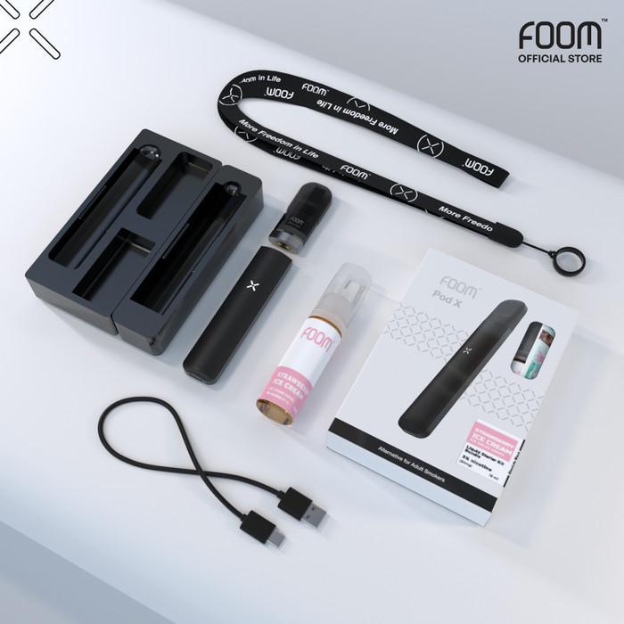 BUNDLING FOOM POD Paket Alat Vape Pod Kit dengan Liquid Rasa Cola 15ml - Abu-abu POD KIT WITH LIQUID