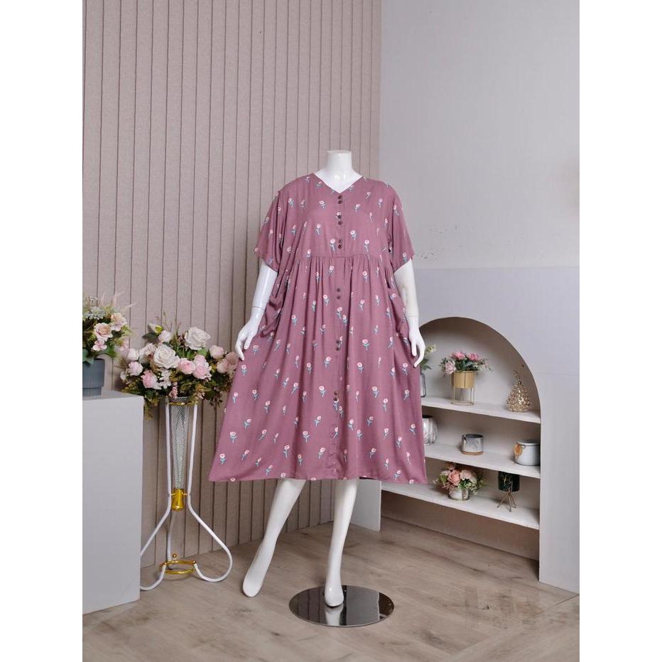 Zoraya Daster Viral Yasmina Dress Wanita Rayon Premium Lembut Nyaman Kancing Midi Kimono Bumil Busui