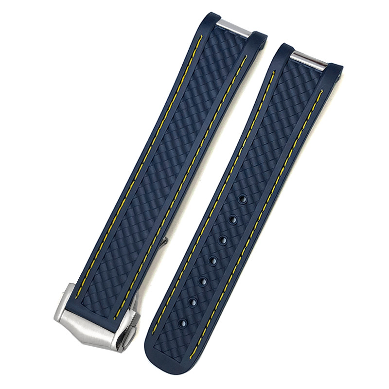 18mm 19mm 20mm Curved End Silicone Rubber Watchband for Omega 007 Seamaster 300 AT150 Aqua Terra
