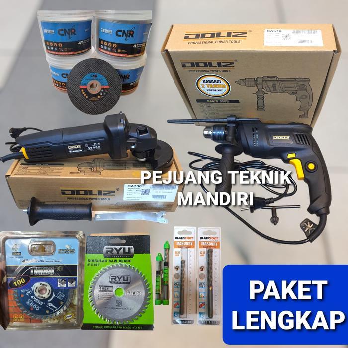 PAKET GERINDA TANGAN DOLIZ BA730 + BOR TANGAN DOLIZ BA670