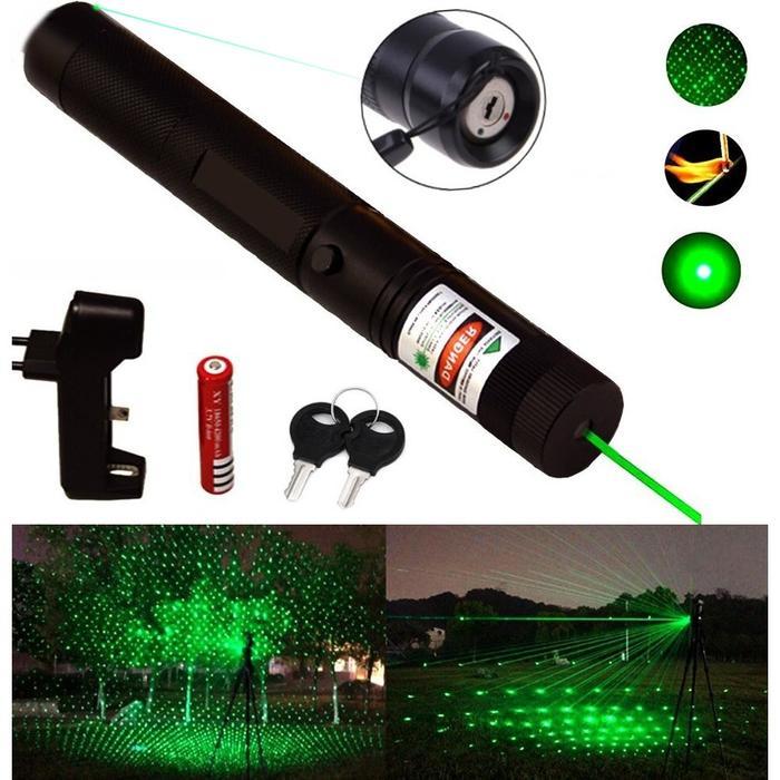 Premium Laser Leser Hijau Green Laser Pointer Jarak Jauh 303 Baterai Charge Original Senter Original