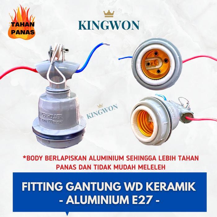 "New" Kap Lampu Plastik Jalan SATU SET KAP WD 31 cm + FITTING GANTUNG KERAMIK ALUMINIUM TUDUNG LAMPU
