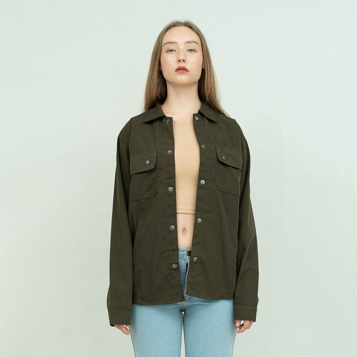 parka outer wanita Jaket parka outer jaket wanita semi parka warna Army unisex - M jaket wanita semi
