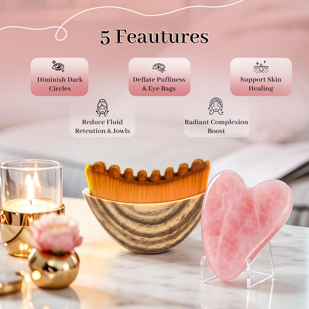 Lymphatic Drainage Face Brush Gua Sha Tool Set Facial Massage Kit Jawline Lifting Relaxation Contour