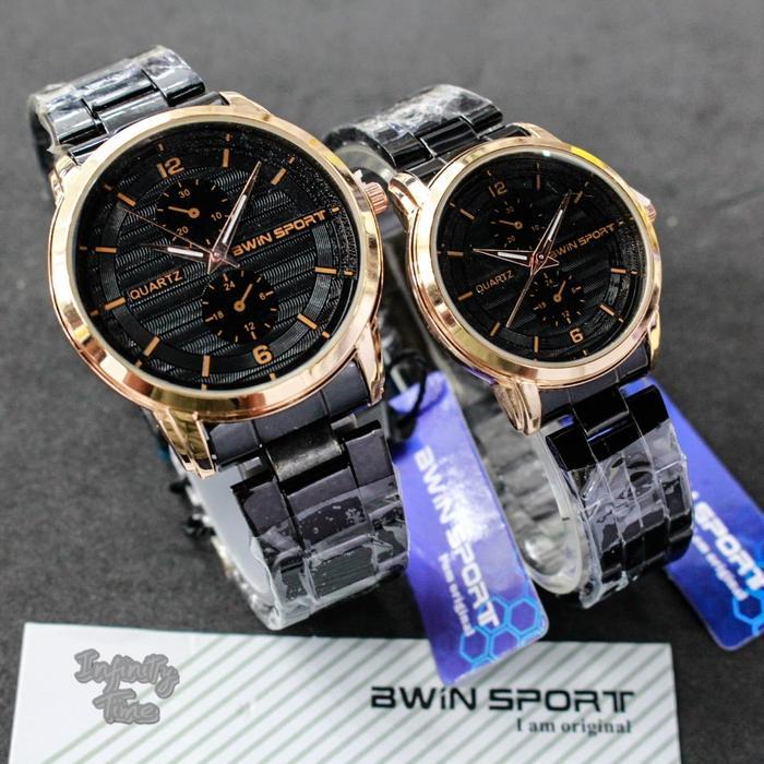 LUB Jam Tangan Couple Bwin Sport M1036G M1036L Analog Rantai Stainless Kualitas Original Untuk Motif