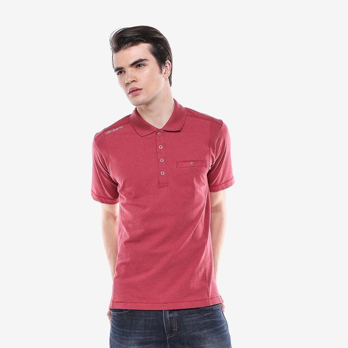LGS Regular Fit Kaos Polo Pria Regular Fit Warna Merah dengan Kantong Kancing Unik - Merah, S Kaos P