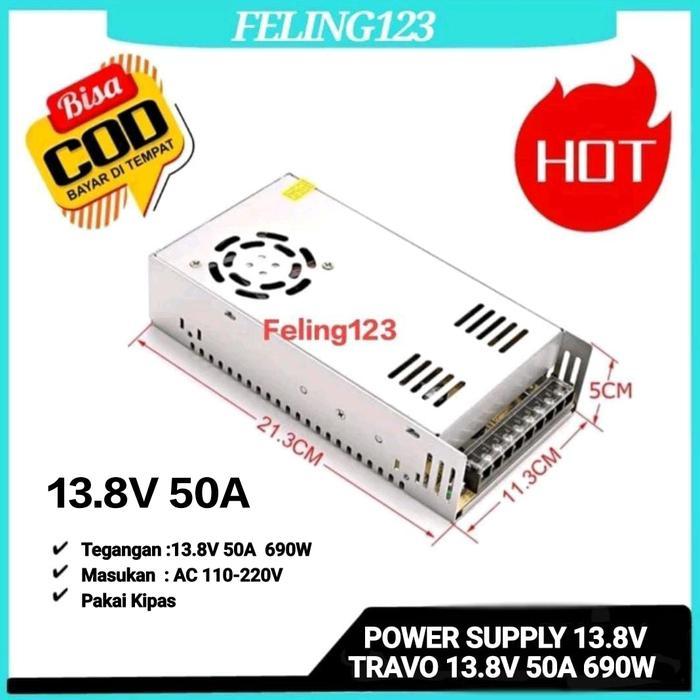 Catu Daya Switching 13.8V 50A 690 Watt dengan Kipas untuk Radio Rig dan Amplifier Mobil