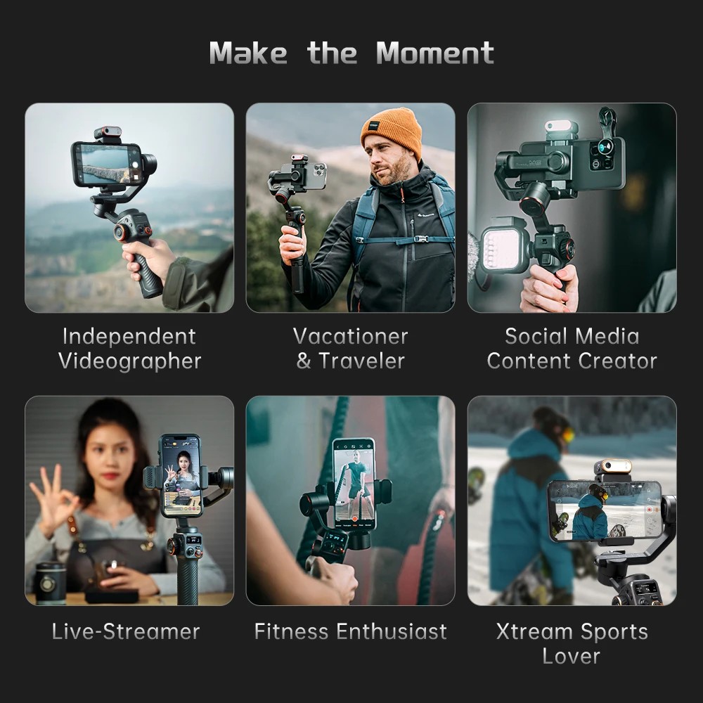 Hohem iSteady M6 iSteady XE 3-Axis Handheld Gimbal Stabilizer Selfie Tripod w Magnetic Fill Light