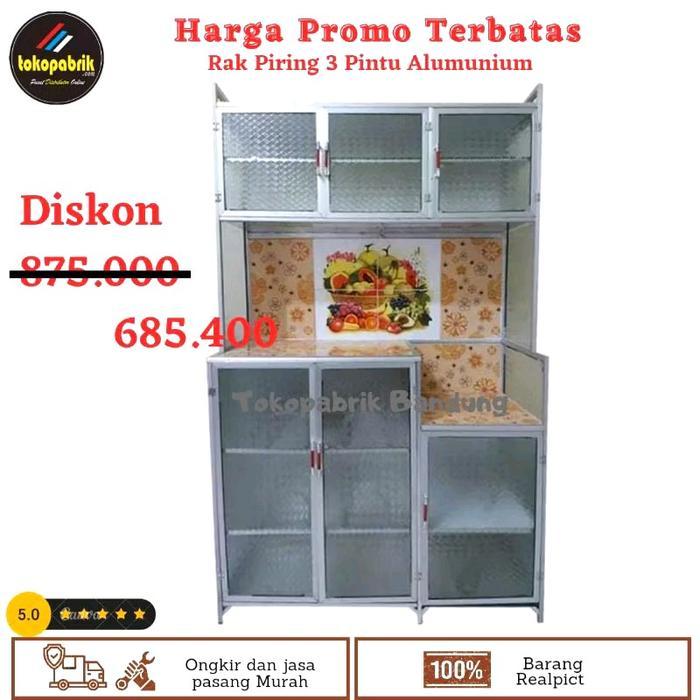 Rak Piring 3 Pintu Kaca / Rak Piring 3 Pintu Alumunium Tbk