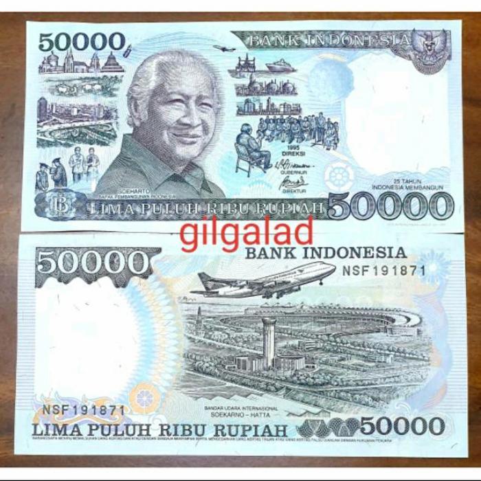 Promo [Gress/Unc] Uang Kuno 50000 Rupiah Suharto 1995 Kertas Terlaris