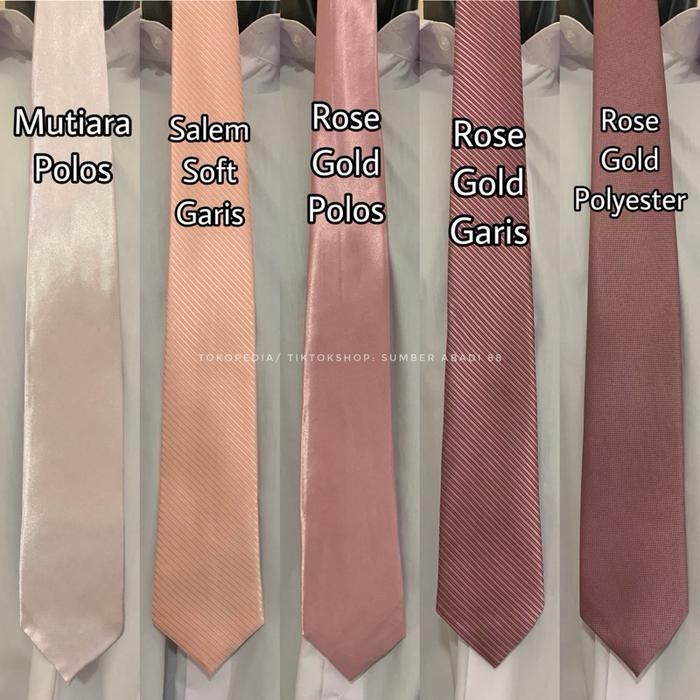 Dasi Pria Ikat Manual Warna Pink Rose Gold Salem Soft Rosegold Fuschia Magenta Dewasa Panjang Polos