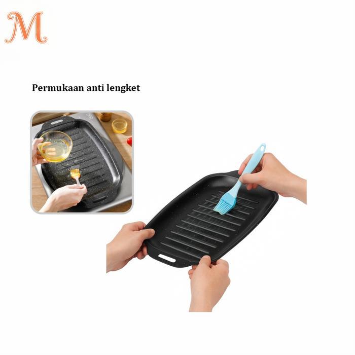 TERBARU Wajan Panggangan Panjang Portabel Grill Pan Korea Datar BBQ Anti Lengket Tahan Panas / Panci