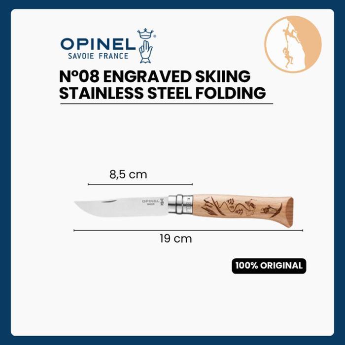 Opinel N08 Engraved Skiing - Stainless Steel Folding Knife