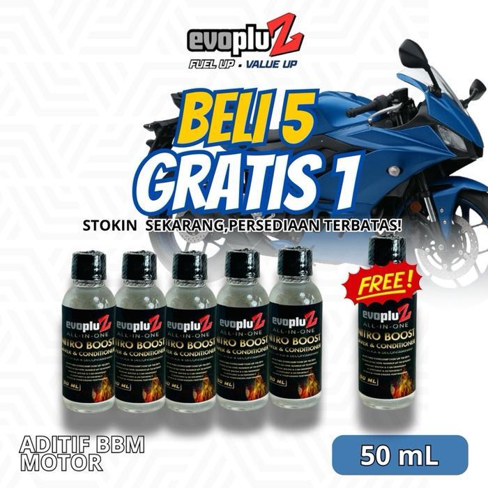 Paket Promo Evopluz Nitro Boost Motor Beli 5 Gratis 1 Anti Etanol + Decontaminant Penghemat BBM