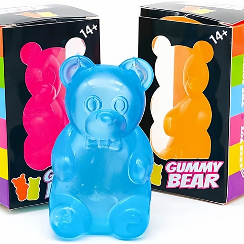 Needoh Gummy Bear Jelly TPR Toy Love Glitter Clear Non-toxic Relief Pressure Stress Ball Focus Calm