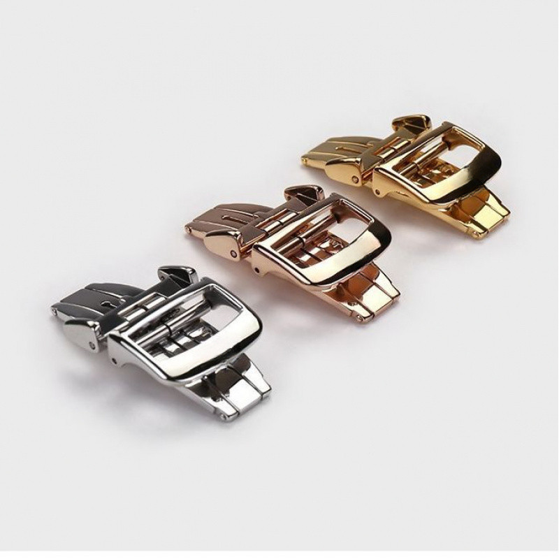 Replacement Stainless Steel Butterfly Pin Buckle for Jaeger-LeCoultre 18mm Leather Strap Watch