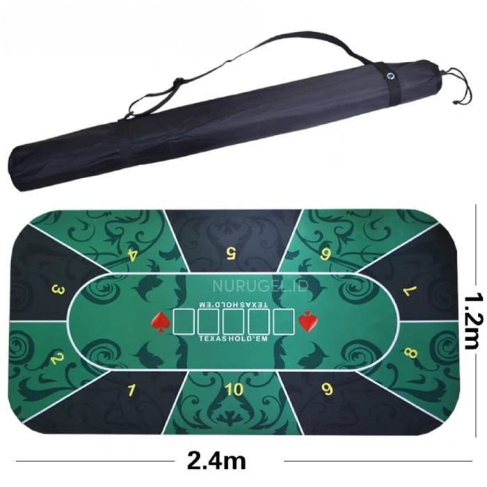 Karpet Alas Meja Poker Texas Holdem 240x120 cm Warna Hijau Model A