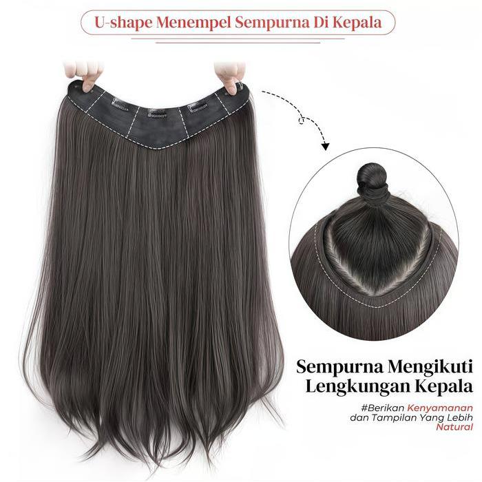 TERLARIS Korean HairClip Lurus Panjang Rambut palsu wanita jepit Jepit rambut rambut palsu Hair clip