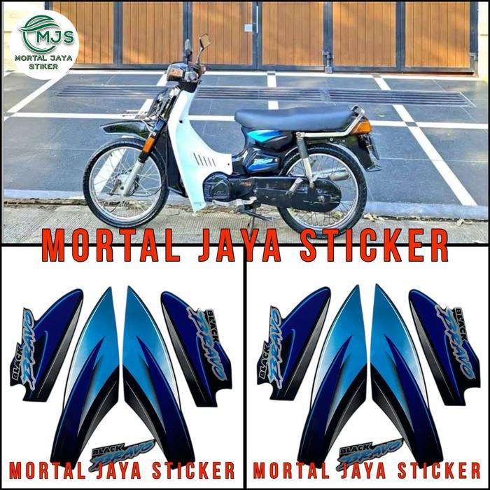 STIKER STRIPING LIS LES BODY SUZUKI BRAVO RC100 1998 1999 2000 HITAM BIRU Motorcycle