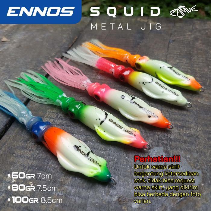 BISA COD Squid Jig Zamve Ennos 40gr 60gr 80gr 100gr Metal Jig Cumi Full GID
