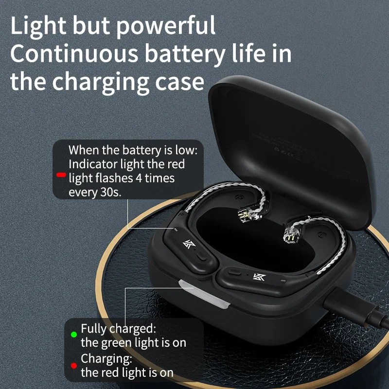 KZ AZ09 HD Bluetooth Ear Hook Headset Cable HIFI Wireless Upgrade Wire with Charging Case For KZ