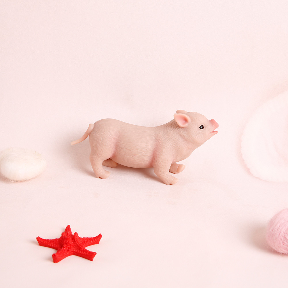 IVITA 14CM 100% Full Silicone Reborn Pig Doll with Eyes Soft Silicone Realistic Art Mini Piglet Toy