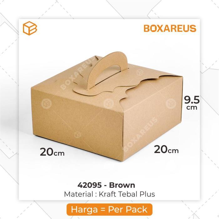 Kotak Kue Gable Box Kemasan Kue Snack Hadiah Ukuran 20x20x9.5 cm Per Pak 10 Pcs Warna Coklat Kraft