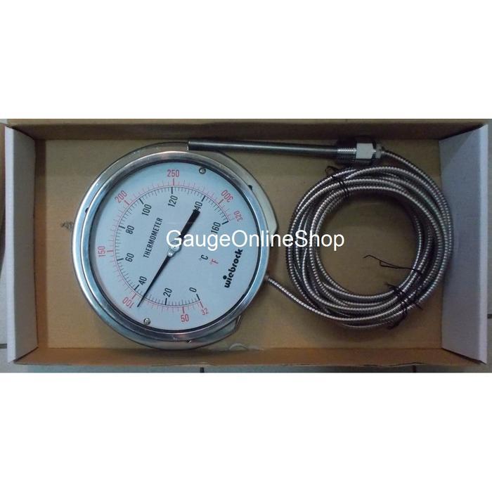 Termometer Kapiler 6 Inci 150 mm Panjang Kapiler 5 Meter Stainless Steel