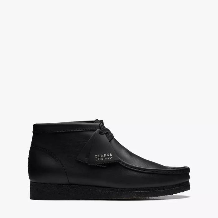 CLARKS Wallabee Sepatu Bot Pria Kulit Hitam Model Klasik dengan Sol Krep Ukuran 40 Men s Boots Shoes