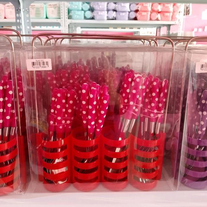 Promo Set Sendok Garpu Pisau 24Pcs Polkadot Warna Biru Hijau Dan Pink Untuk Dapur Anda Terlaris