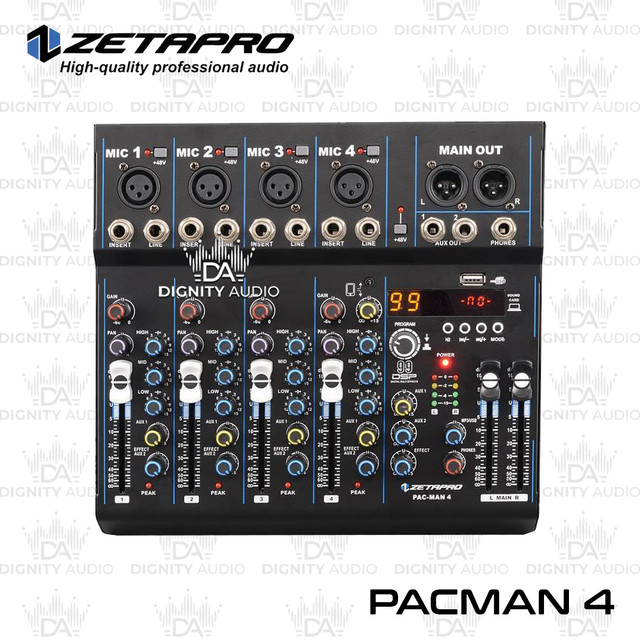 Mixer 4 Channel ZETAPRO NEW PACMAN4 | PACMAN 4 Original Bluetooth USB MP3