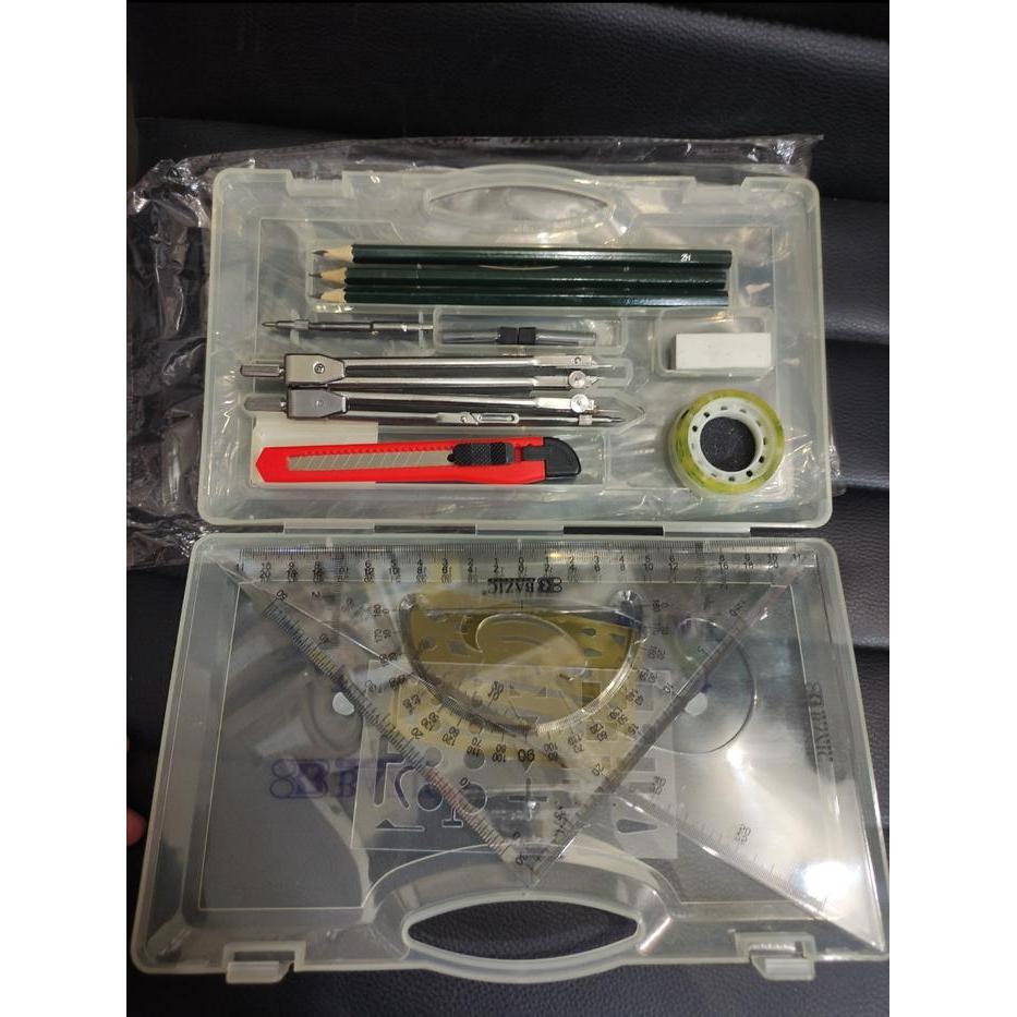 Jangka Set Bazic Kumplit Cutter Pensil Penggaris Mal Hapus 16 In 1 Bofa Ziegel Killer Jangka Teknik