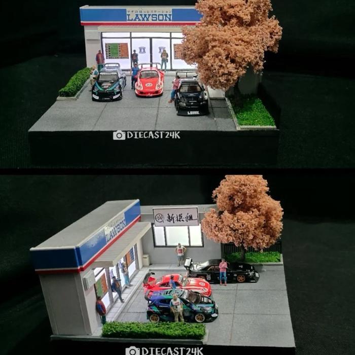 BISA COD Diorama Mini Market Store Lawson, Family Mart, Seven Eleven (1/64) Diecast