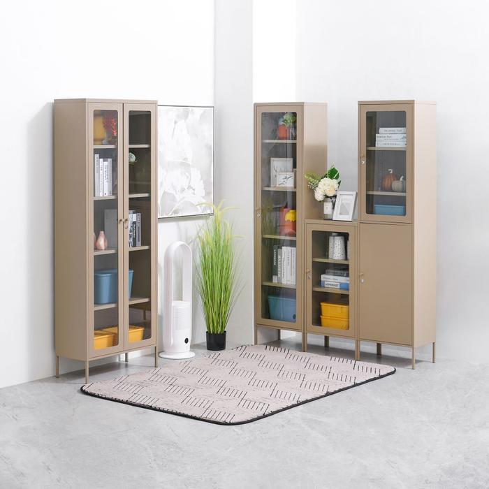 Informa Home - Flins Lemari Arsip Kantor Metal Pintu Kaca Low Rak Dokumen Tempat Berkas Filing